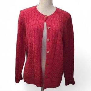 NWOT Appleseed's Vibrant Red Wool Cable Cardigan